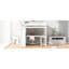 Lit mezzanine blanc avec bureau et tablette. Économisez de l'espace dans la chambre à coucher. Fabriqué en pin massif. . Garde-corps. Parfait pour les petites chambres. 78 po x 57,6 po, 70,9 po. Sans rangement en bois pour matelas.-1984539217