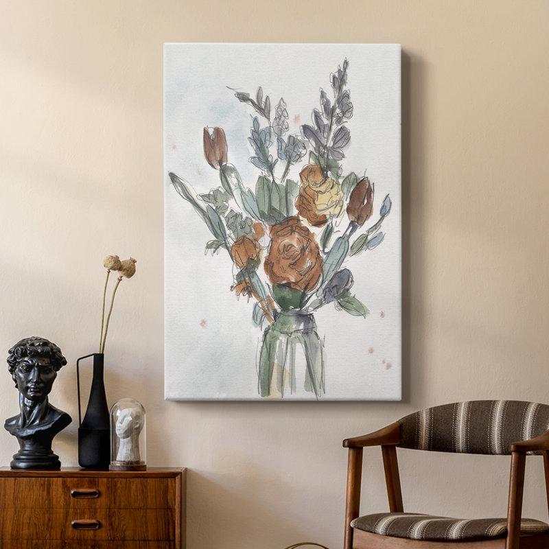 Aquarelle arrangement floral II - galerie Cavas sur mesure, H 48 po x l 32 po