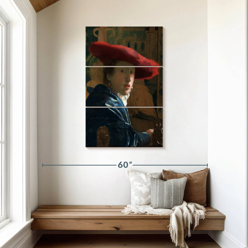Fille Leisha avec un chapeau rouge, H 45 po x l 28 po