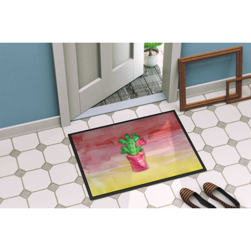 Tapis de porte d’extérieur anti-dérapant à fleurs, Rectangulaire : 18 po x 27 po