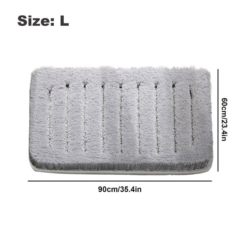 Tapis de salle de bain antidérapant, tapis de bain doux et long en microfibre, gris clair, Gris clair