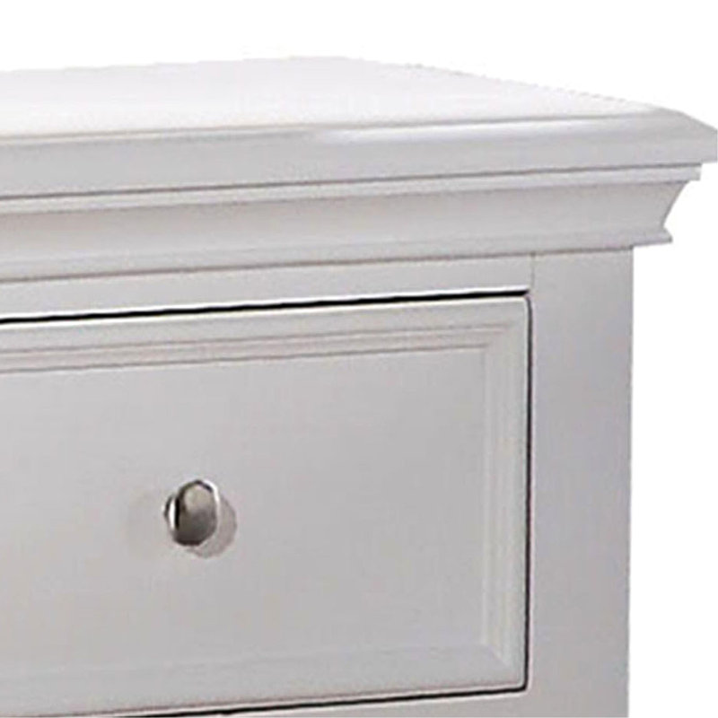 Table de chevet blanche polyvalente avec tiroir et tablette inférieure pour un look de chambre à coucher dans l'espace