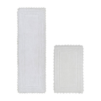 Rasika 100% Cotton Tufted 2 Piece Bathroom Rug Set, Reversible, Super Absorbent & Extra Soft Machine Washable Bath Rug Ideal for Shower & Tub Areas