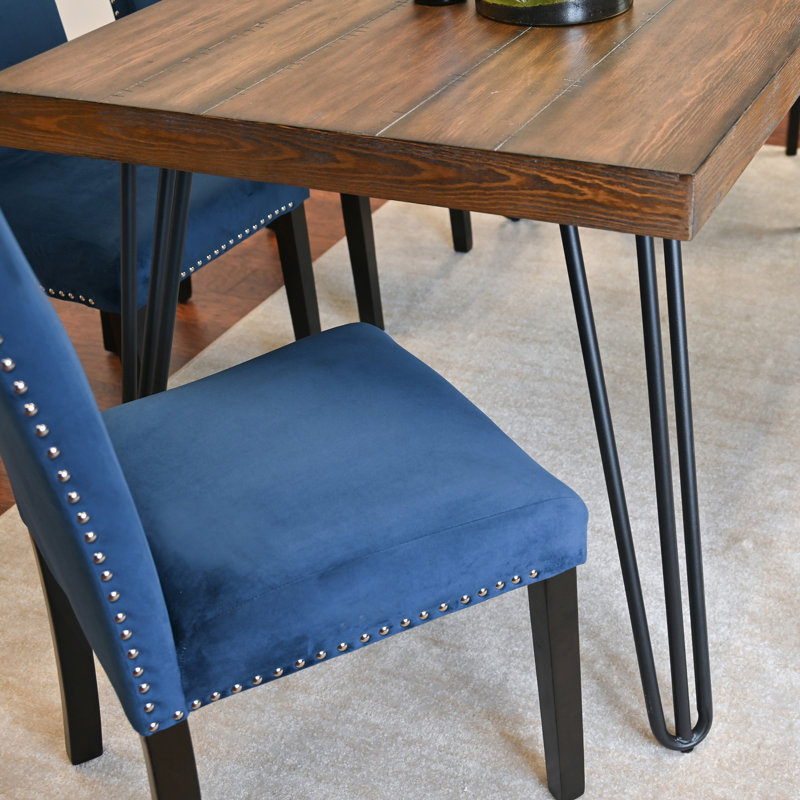 Ensemble de salle à manger 7 pièces Ashpin, table de salle à manger en épingle à cheveux avec 6 chaises, 3 options de couleurs
