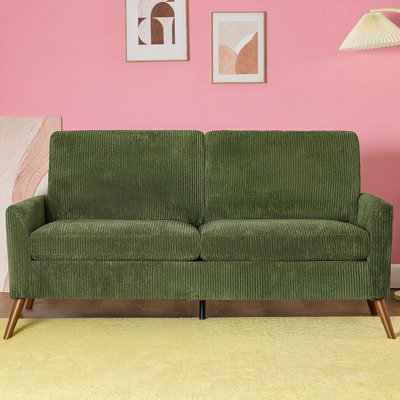 Canapé-causeuse de style moderne Mid-Century pour petits espaces, petit canapé rembourré pour la chambre à coucher, canapé confortable avec coussin à ressorts, assemblage sans outil