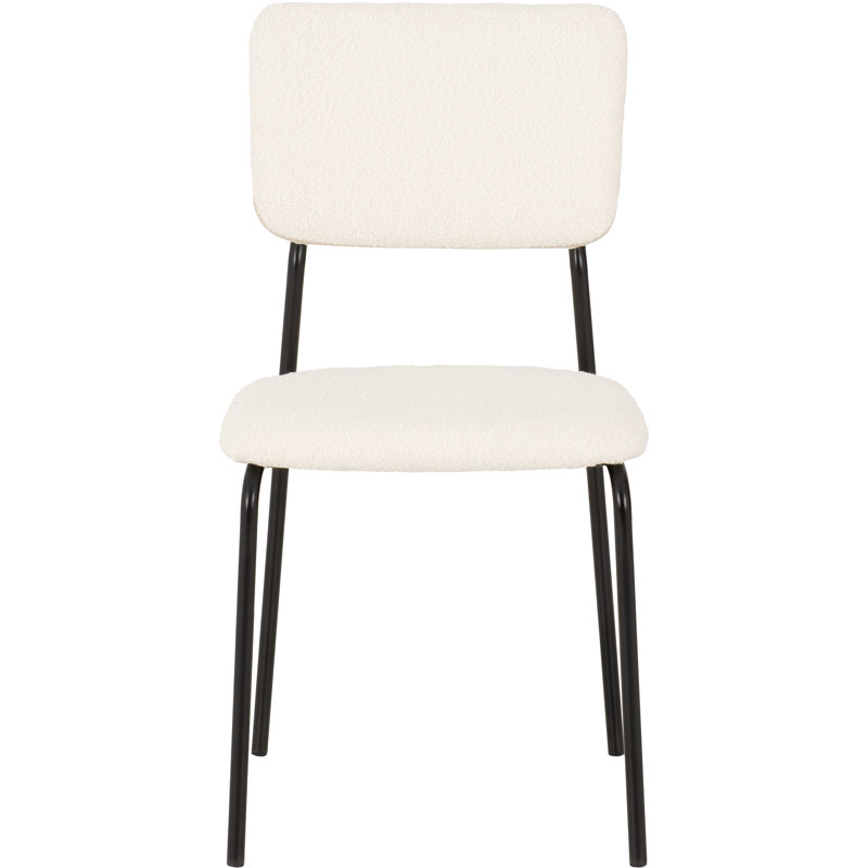 Yelena 47cm H Upholstered Metal Upholstered Back Side Chair, Ivory