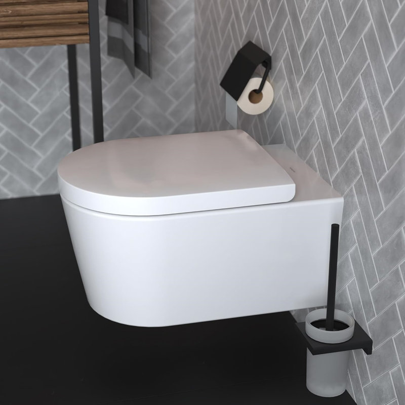 Toilet Brush Holder,Wall Mounted,Functional And Elegant,Matt Black