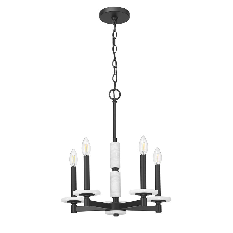 Lustre moderne Kaden, H 20,5 po x l 18 po x P 18 po, 5 lumières, Noir mat