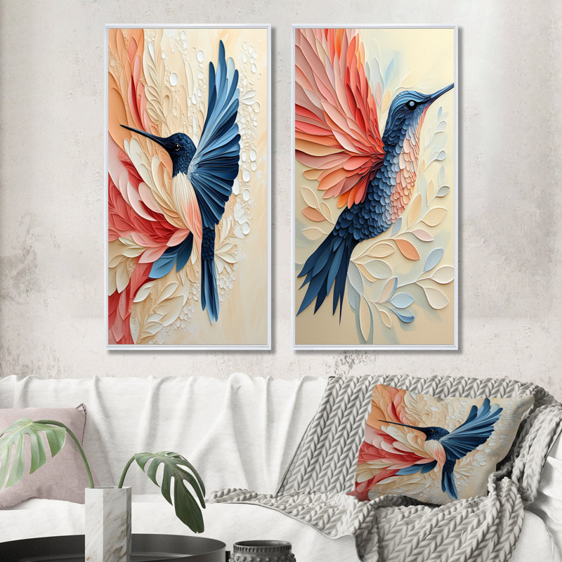 Colibri dans la lumière émeraude I - Tableau encadré en deux parties Colibri, 40" H x 40" W, White Floater Framed