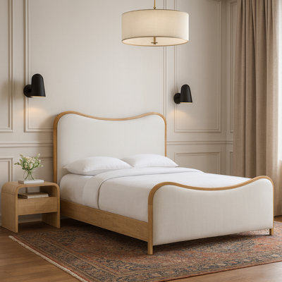Arvada Harvill Linen Textured Fabric Upholstered Bed
