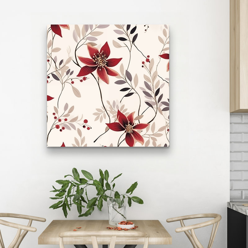 Red Flower Pattern - Red Canvas for Elegant Home Decor