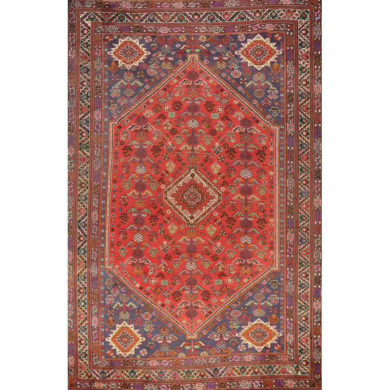 Tapis traditionnel rétro à motif géométrique 7 x 10