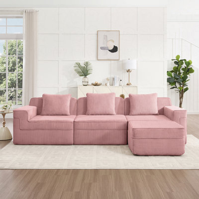 Modern Modular 3-Seat Sofa Couch with Ottoman