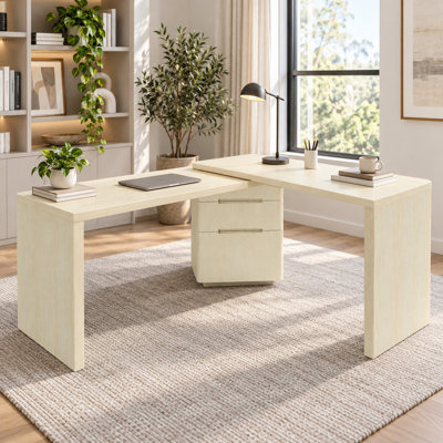 Bureau pivotant en L de 90 pouces avec tiroirs de rangement et espace de travail flexible