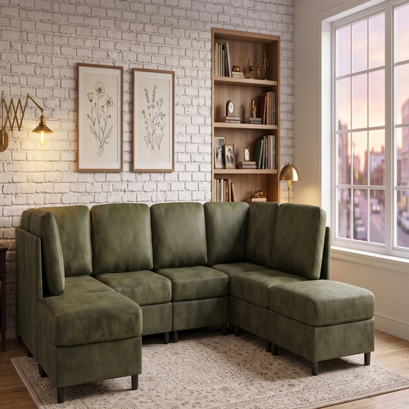 Canapé modulaire en similicuir rembourré