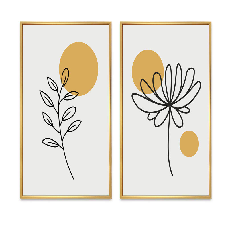 Art floral mural lune, peinture abstraite rétro - conception florale rétro créative avec pleine lune I, H 20 po x l 24 po