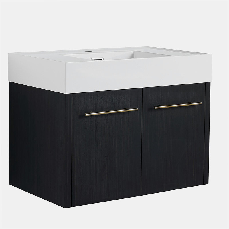 Armoire de salle de bain murale de 30 pouces avec lavabo en résine épaisse
