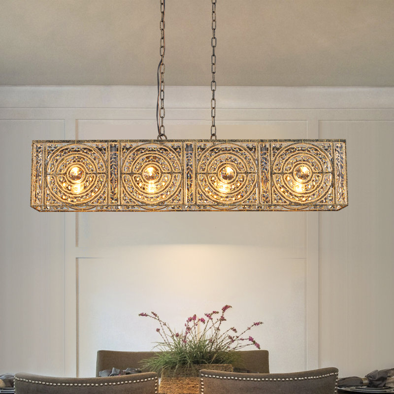 Mercer41 Jaquille 4 - Light Dimmable Square / Rectangle Chandelier ...