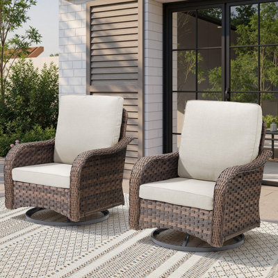 Ensemble de 2 chaises de patio à bascule en osier pivotant à bascule