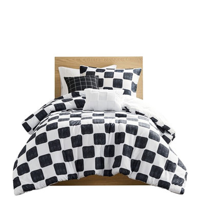 Checkered Comforter  2 Shams Pillows    Compressed With Pattern Shams And Throw Filling  Steam