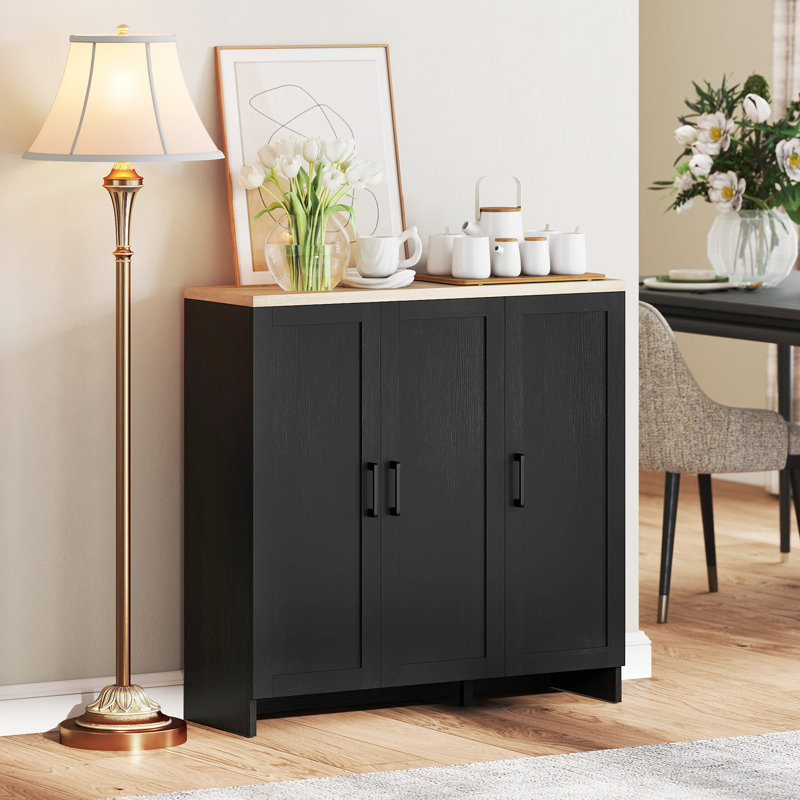 Buffet moderne Kristoferis avec tablettes ajustables, Blanc
