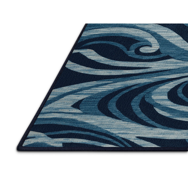  Tapis nautique lavable à motifs abstraits océan, Rectangulaire 3 pi x 5 pi