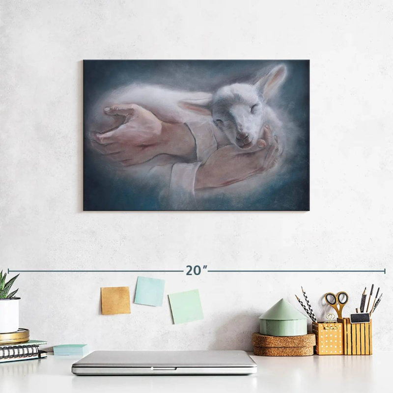 Adella Jesus Holding Lamb, 8" H x 12" W