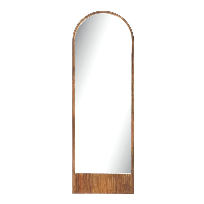 Aitlin Window Pane Wood Framed Wall Mounted Full Length Mirror in Caramel
