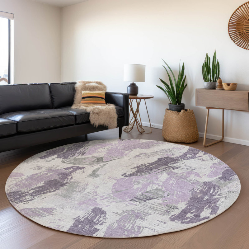 Tapis intérieur / extérieur mauve Motyfa, 2'3" x 7'6"
