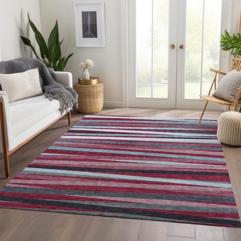 Premium Machine Washable Natoma AMF997 Stripes Rug, Rectangle 9' x 12'