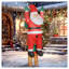 Décoration de Noël gonflable pour père Noël et chien suspendue 7 pi, mélange de polyester pour l'extérieur avec art comique