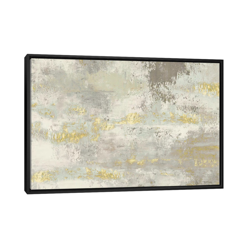 « fleuri day golden gris », impression sur toile, H 18 po x l 26 po x P 1,5 po, Toile encadrée noire