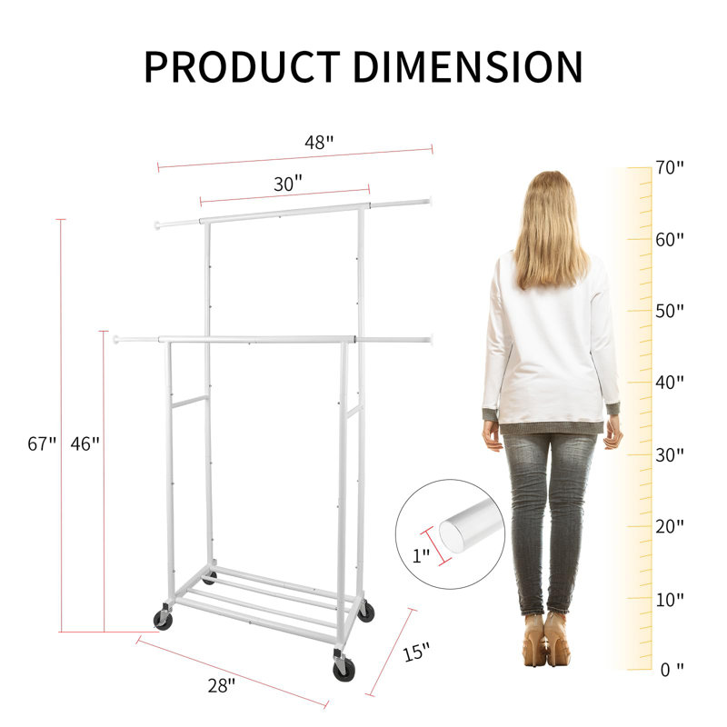 Portant à vêtements réglable en acier Nedjalko, Blanc