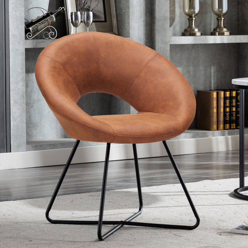 Sima Upholstered Accent Chair, Brown Polyester Blend