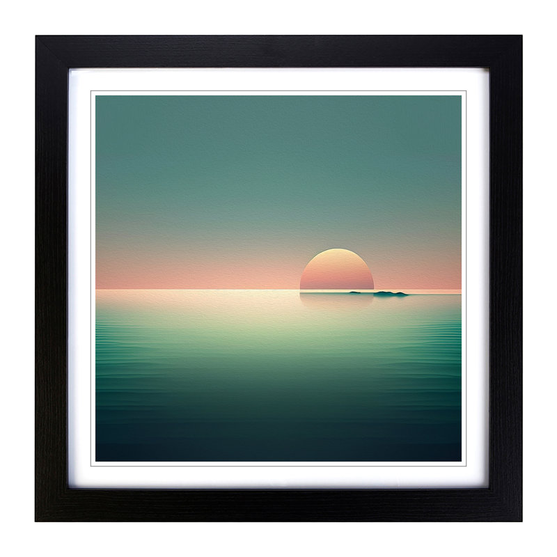 Seascape Minimalism - Single Picture Frame Print on Wood, Oak