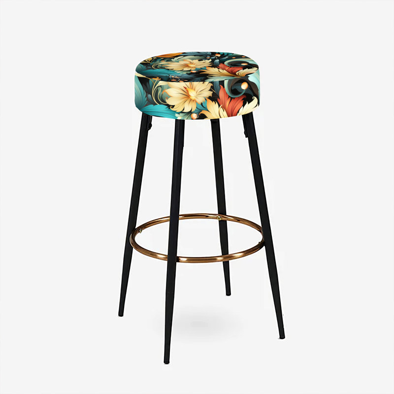 Beige And Green Tribal Damask Blend - Damask Bar Stools Set Of 2