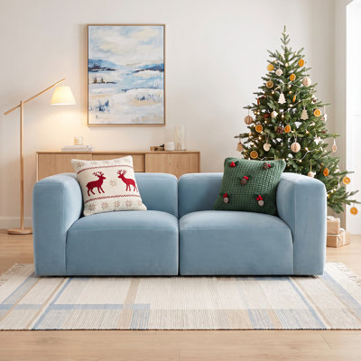  Modular Performance Velvet 2-Seat Sectional Sofa with Deep Seating for Apartments and Small Living Spaces