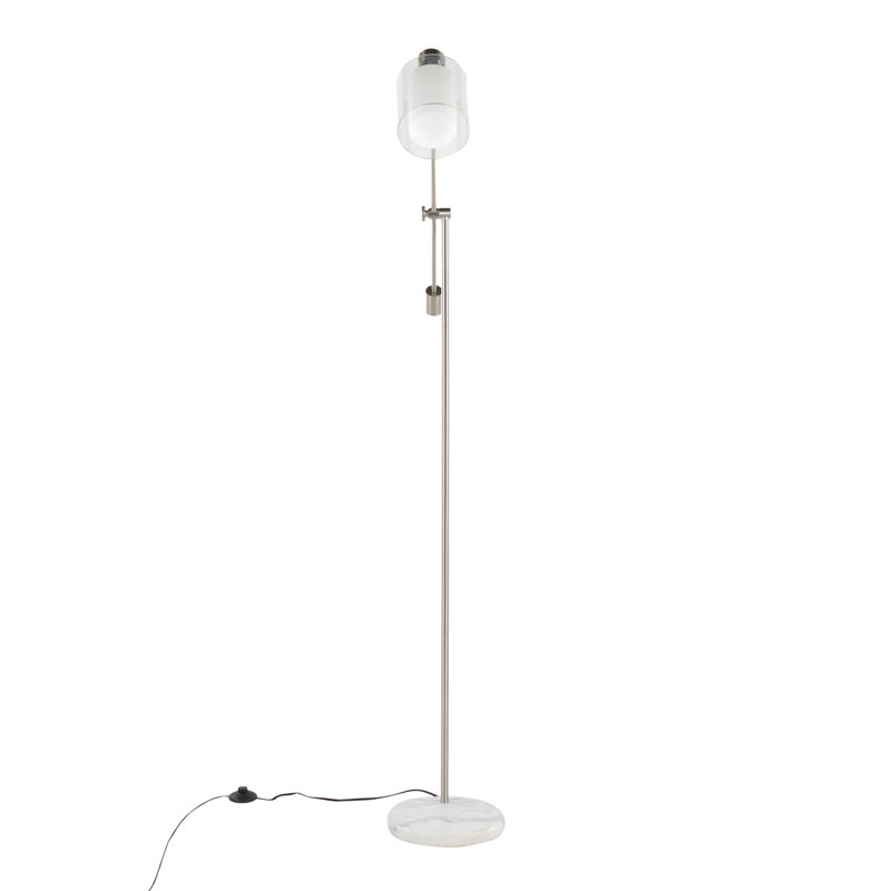 Celest 73'' White Marble Traditional Floor Lamp, Nickel/White Marble