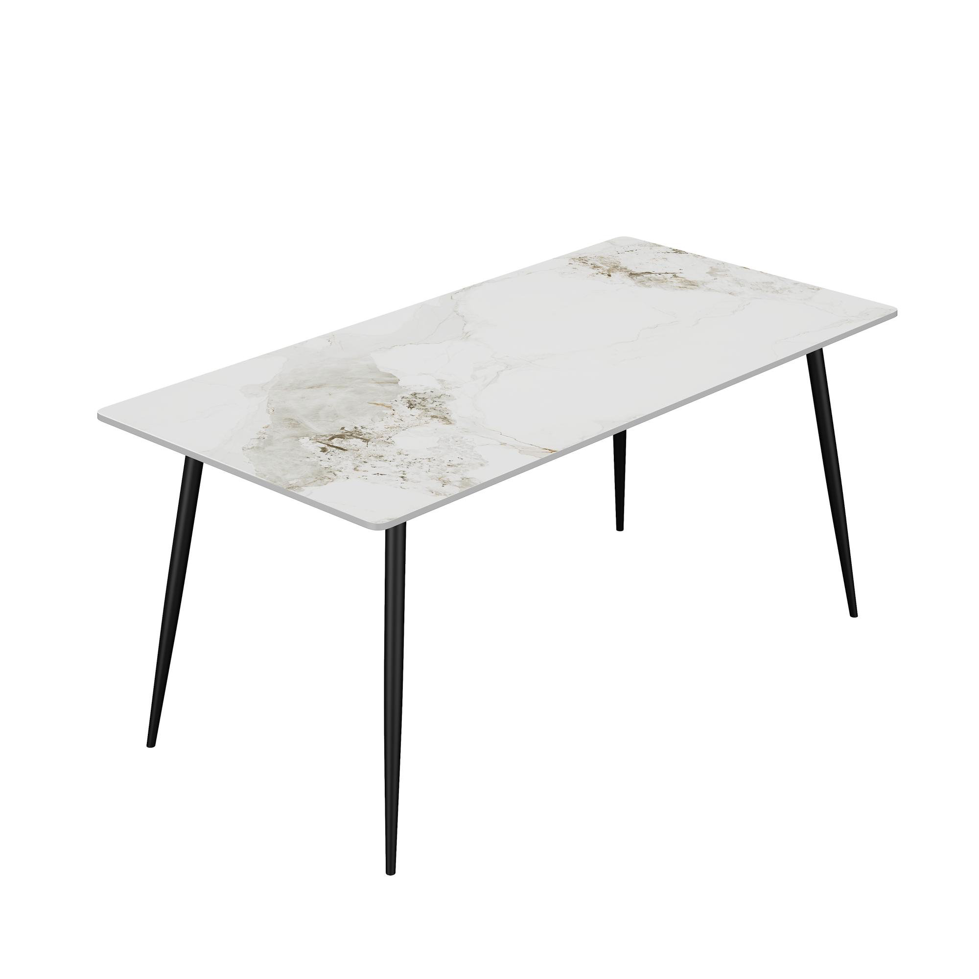 Mercer41 Dining Table with Sintered Stone Tabletop and Metal Legs, 70 ...