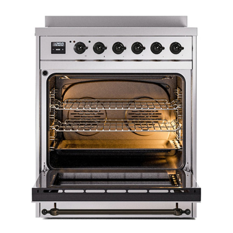 ILVE Nostalgie II 30 in Induction Range, Stainless Steel/Bronze
