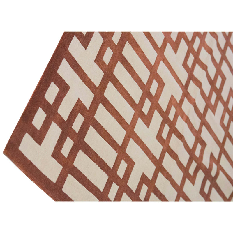 Hand Knotted Geometric Area Rug in Garnet
