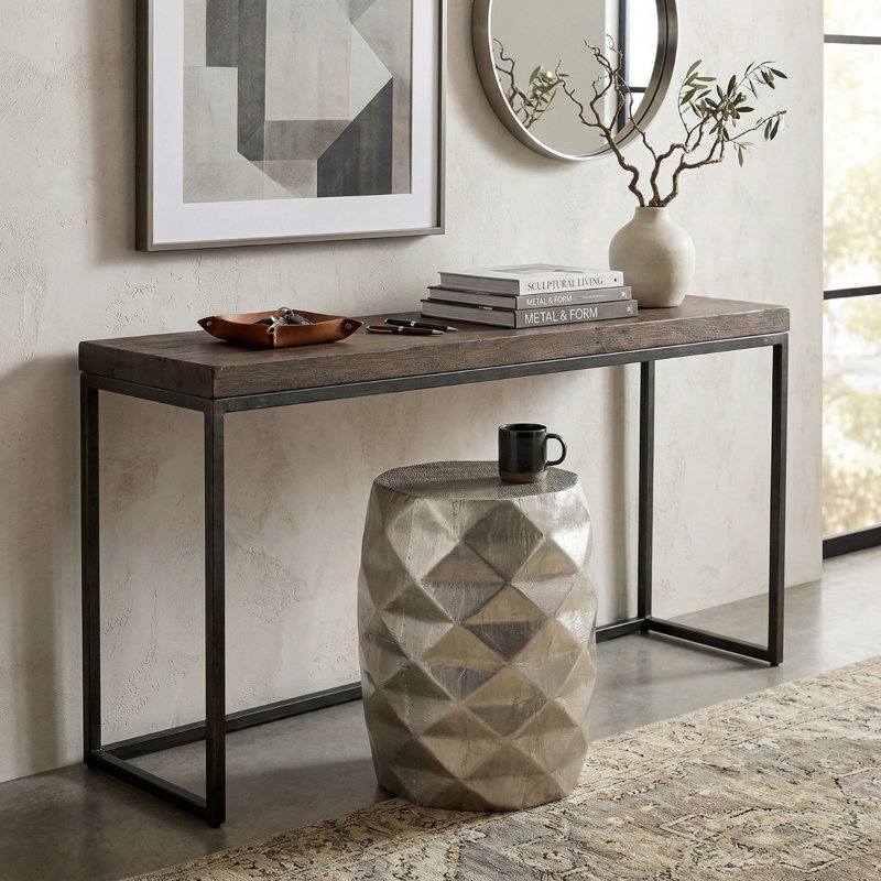 Gaest Solid Wood End Table, Silver