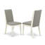 L'ensemble de table de cuisine 3 pièces pour petits espaces comprend une table de salle à manger ronde avec piédestal et 2 chaises rembourrées en tissu Shitake, lin blanc-59254142-59254143-59254136