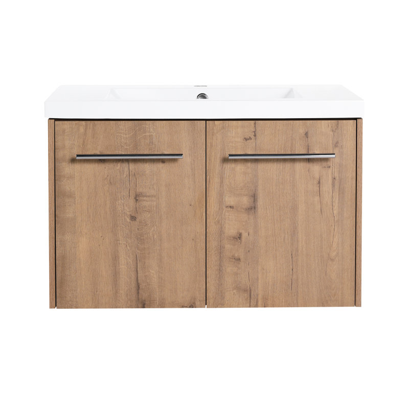 Meuble-lavabo à fermeture en douceur 30 po - Poignée en métal, style luxueux pour lavabo en résine, apparence, 30"