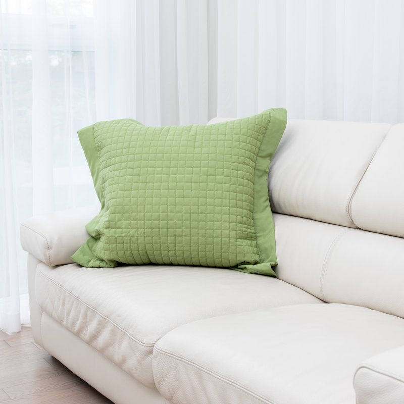 Taie décorative matelassée Grid Euro (ensemble de 2), Lime