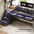 Ridgefield L-Shaped Iron Computer Desk with Built-In Electrical Outlet-1009042680