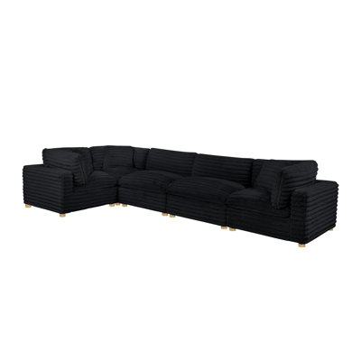 5-Piece Modular Sectional Set In Corduroy Velvet