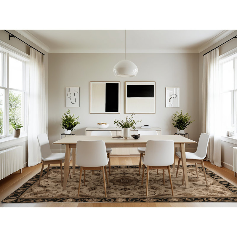 Tapis brun français lavable à la machine, Rectangle 7 pi x 10 pi