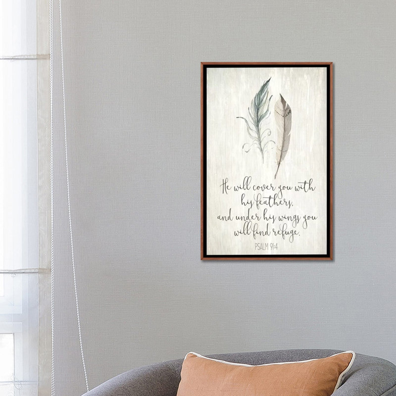 Reproduction d’art textuel, "his Feathers I" par Kimberly Allen, Pas de tapis, H 26 po x l 18 po x 1,5 po