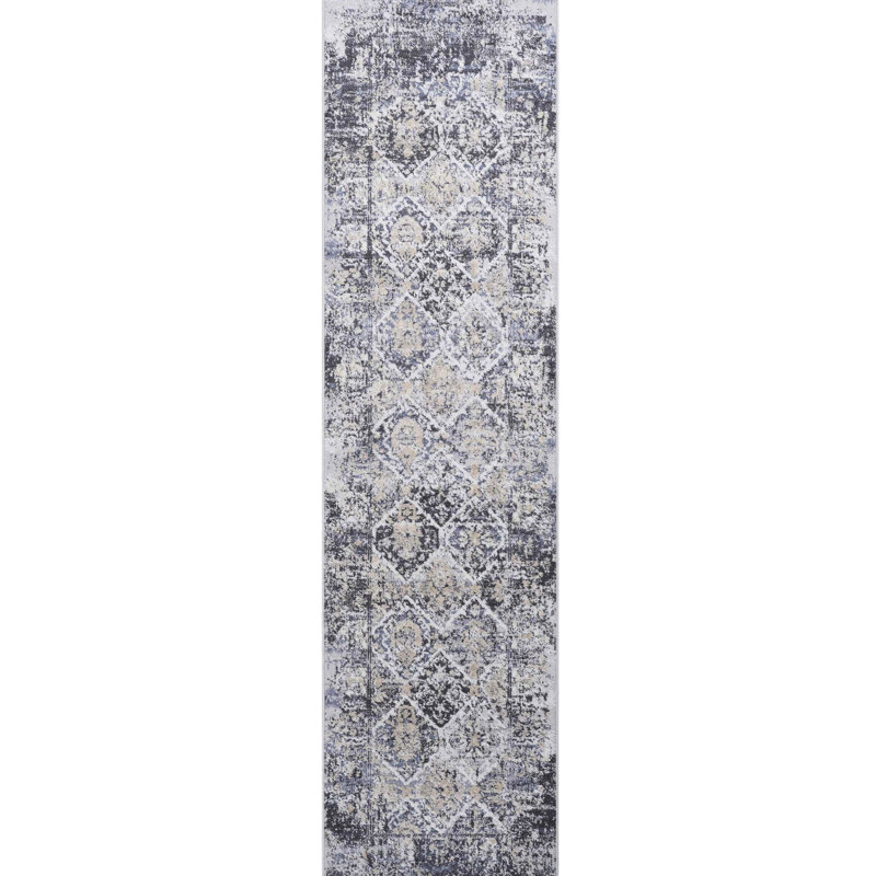 Loom & Grey/blue Area Rug 2x8 - Non-shedding, Stain , Enhances High-traffic Areas Like Living Room, Bedroom, Dining Room Ideal For Home Office Use